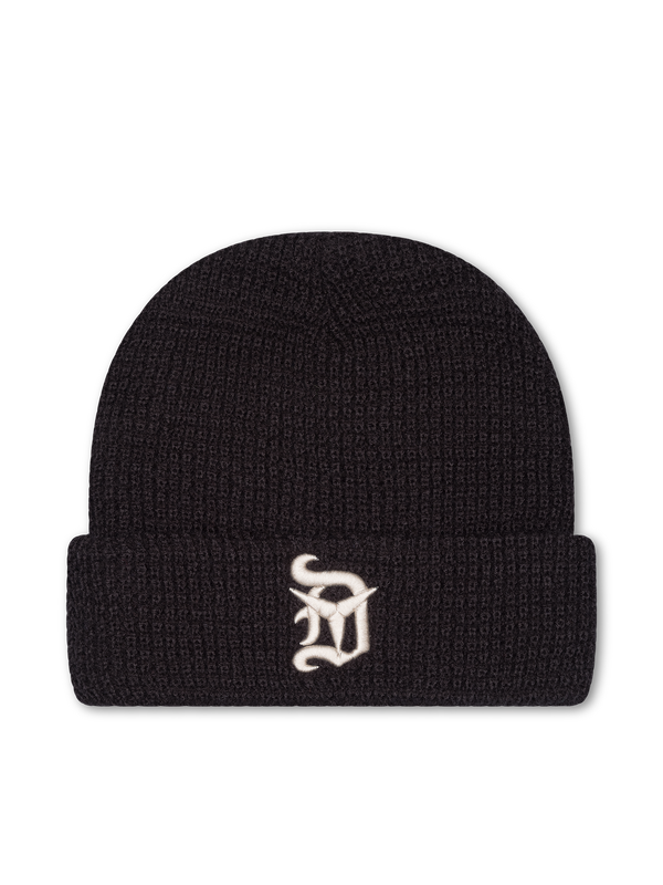 Detroit Steel Waffle Knit Beanie (Black)