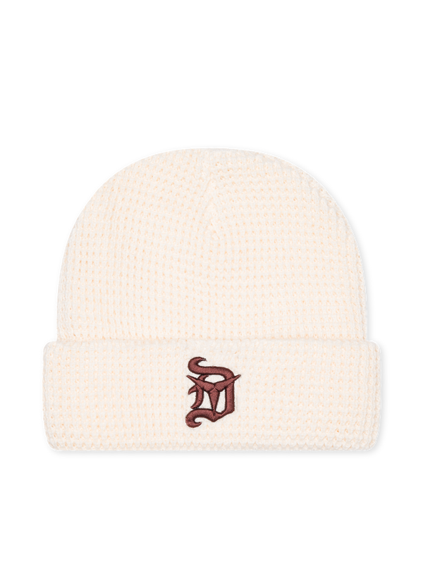 Detroit Steel Waffle Knit Beanie (Cream)