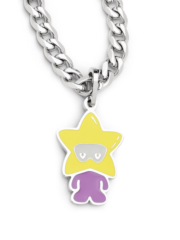 Star Boy Necklace (Yellow/Purple & Steel)