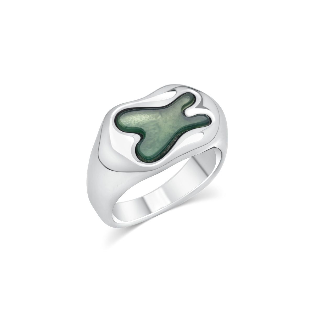 Luna Ring side profile showing the set stone
