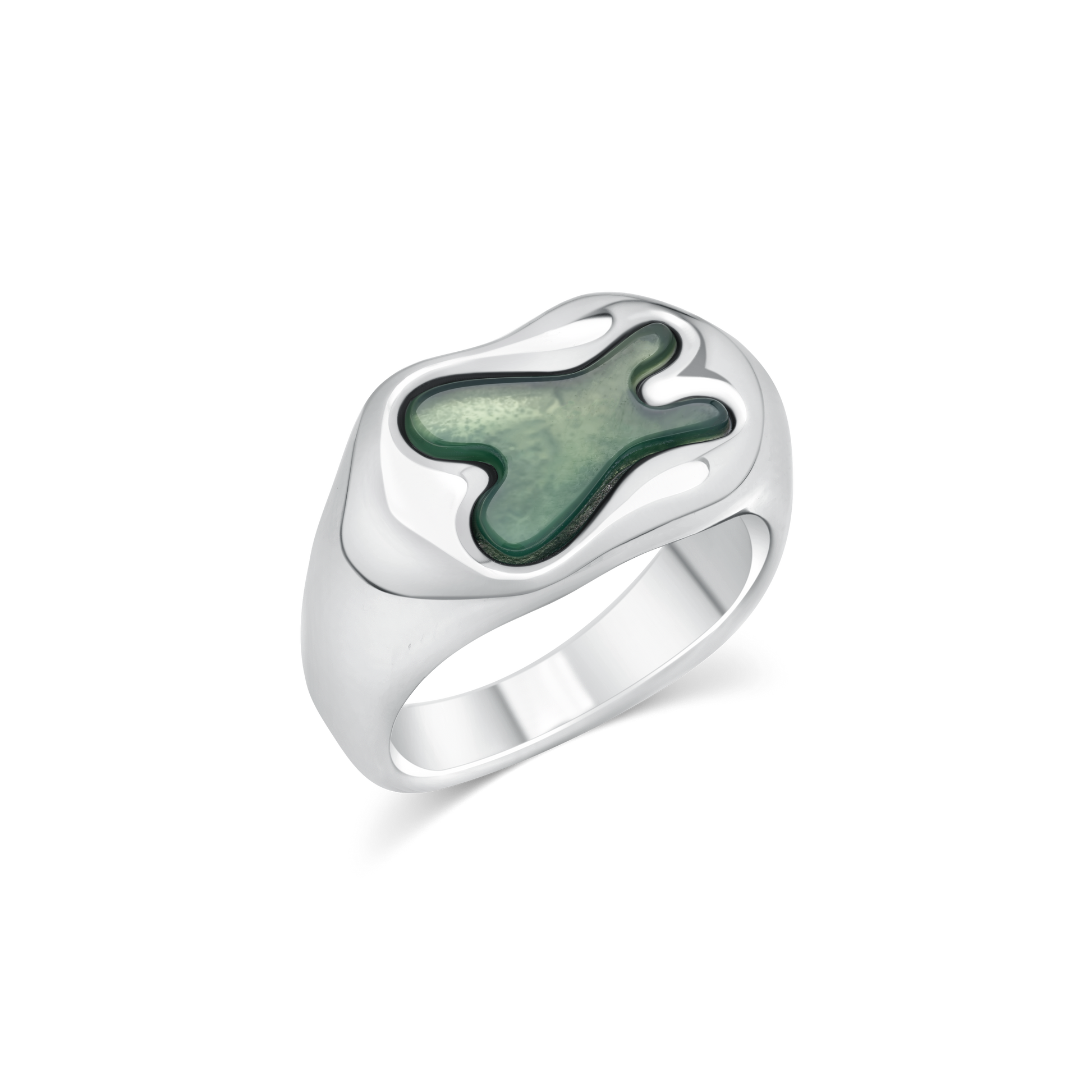 Luna Ring side profile showing the set stone