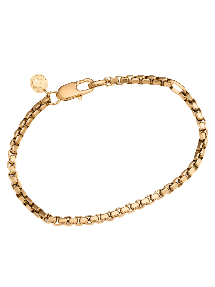 4.0MM Round Box Bracelet clasp with T-Star tag in 18k gold