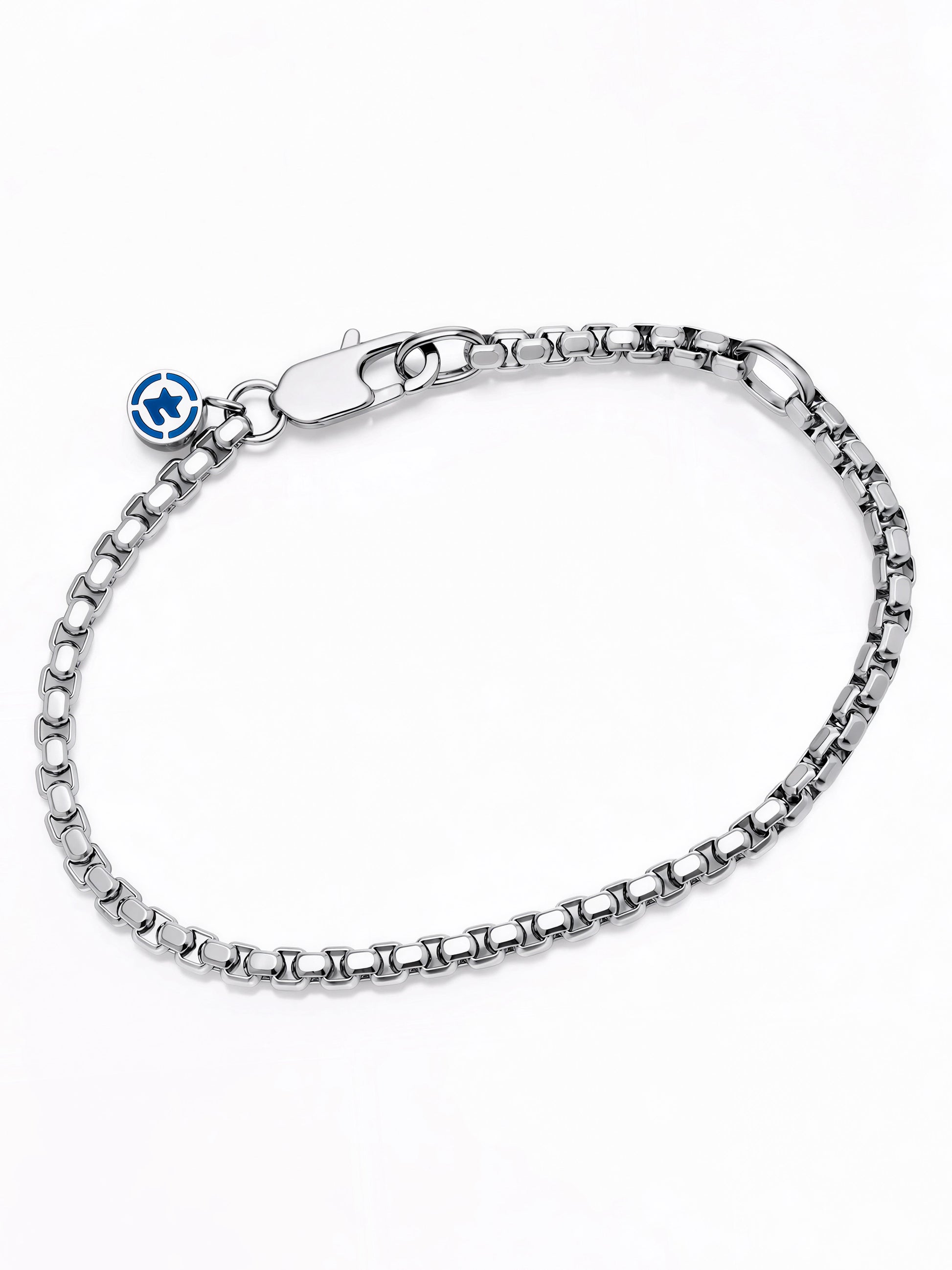 4.0MM Round Box Bracelet clasp with T-Star tag in polished steel