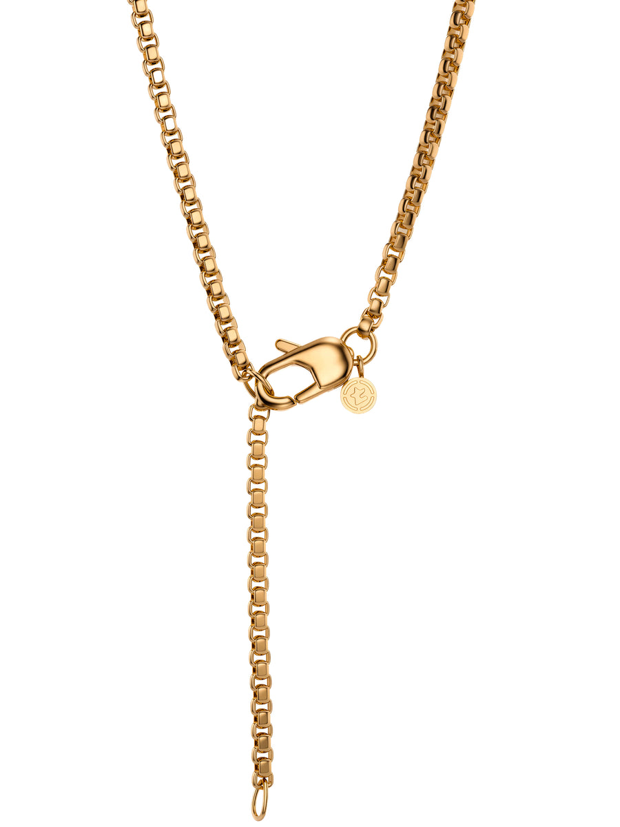 3.0MM Round Box Chain in 18k gold, full length