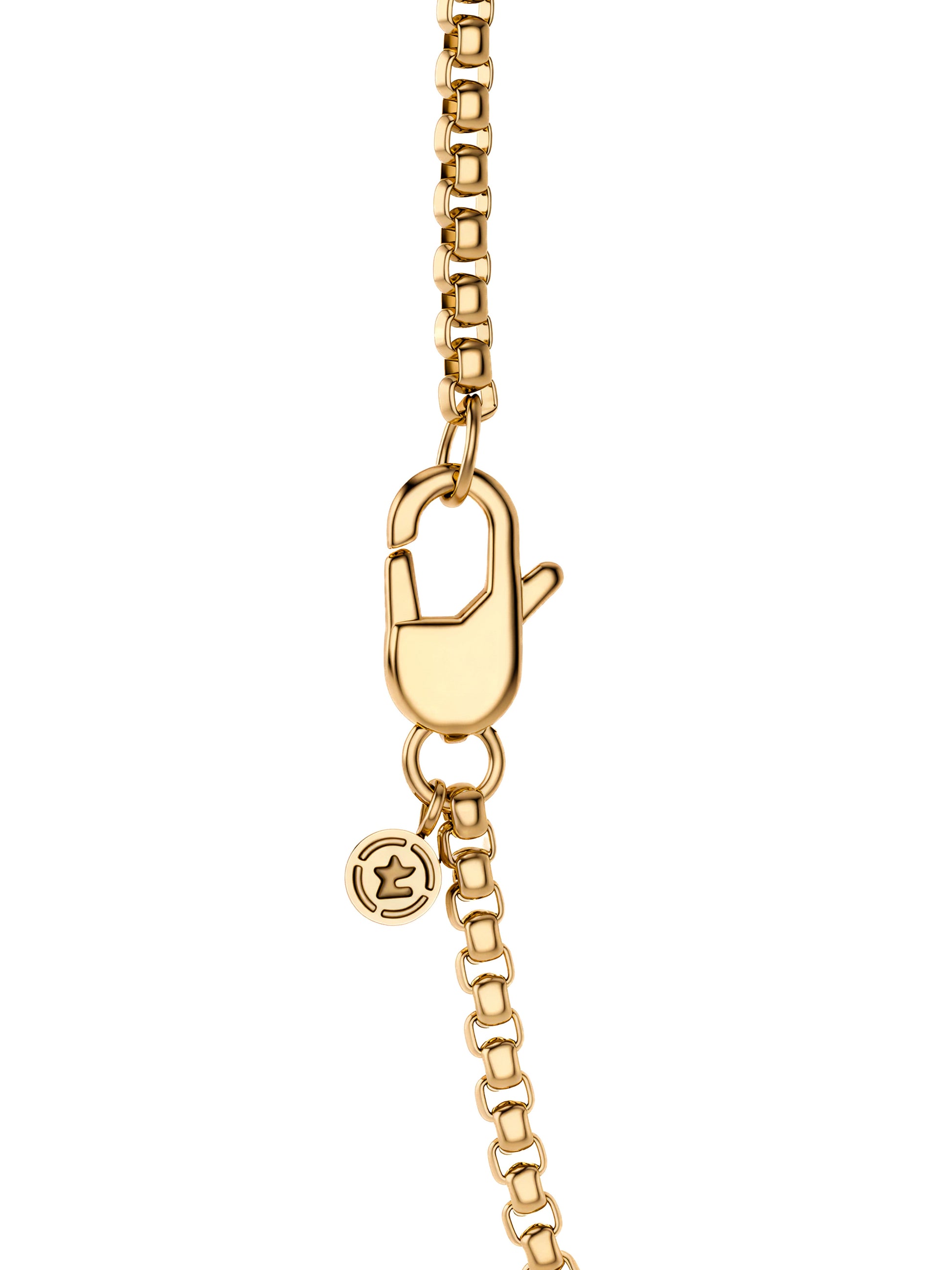 3.0MM Round Box Chain clasp with T-Star tag in 18k gold