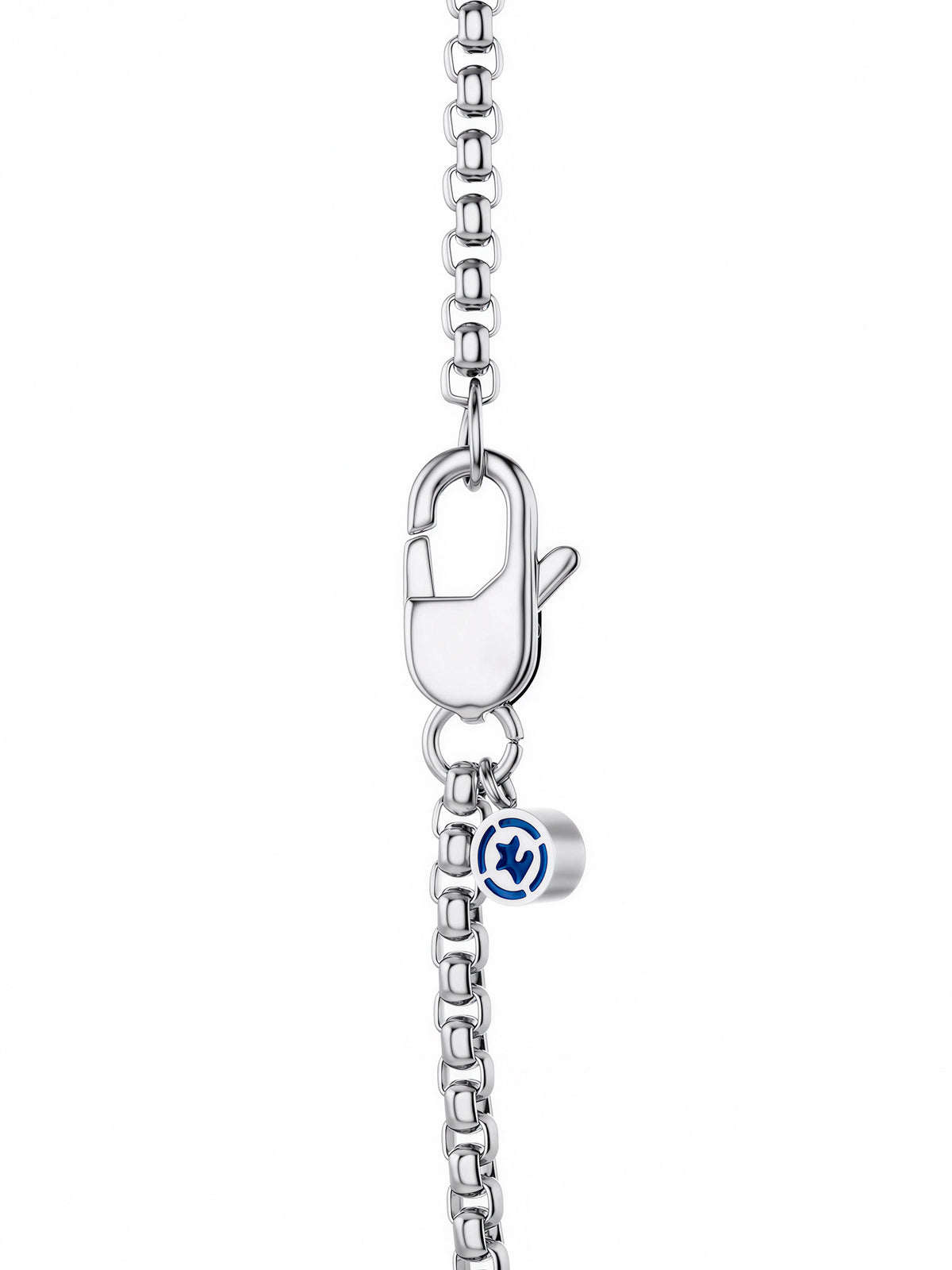 3.0MM Round Box Chain clasp with T-Star tag in polished steel