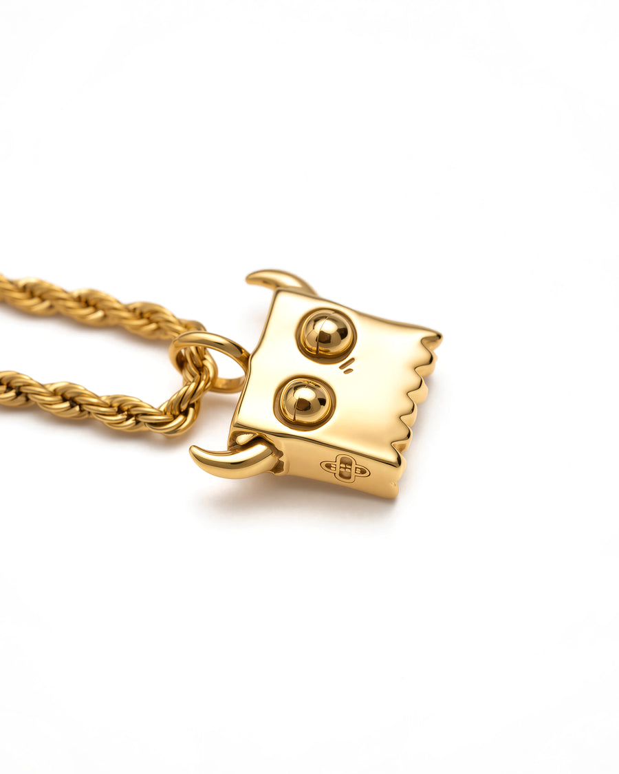 3D Bag Boy Necklace in 18k Gold