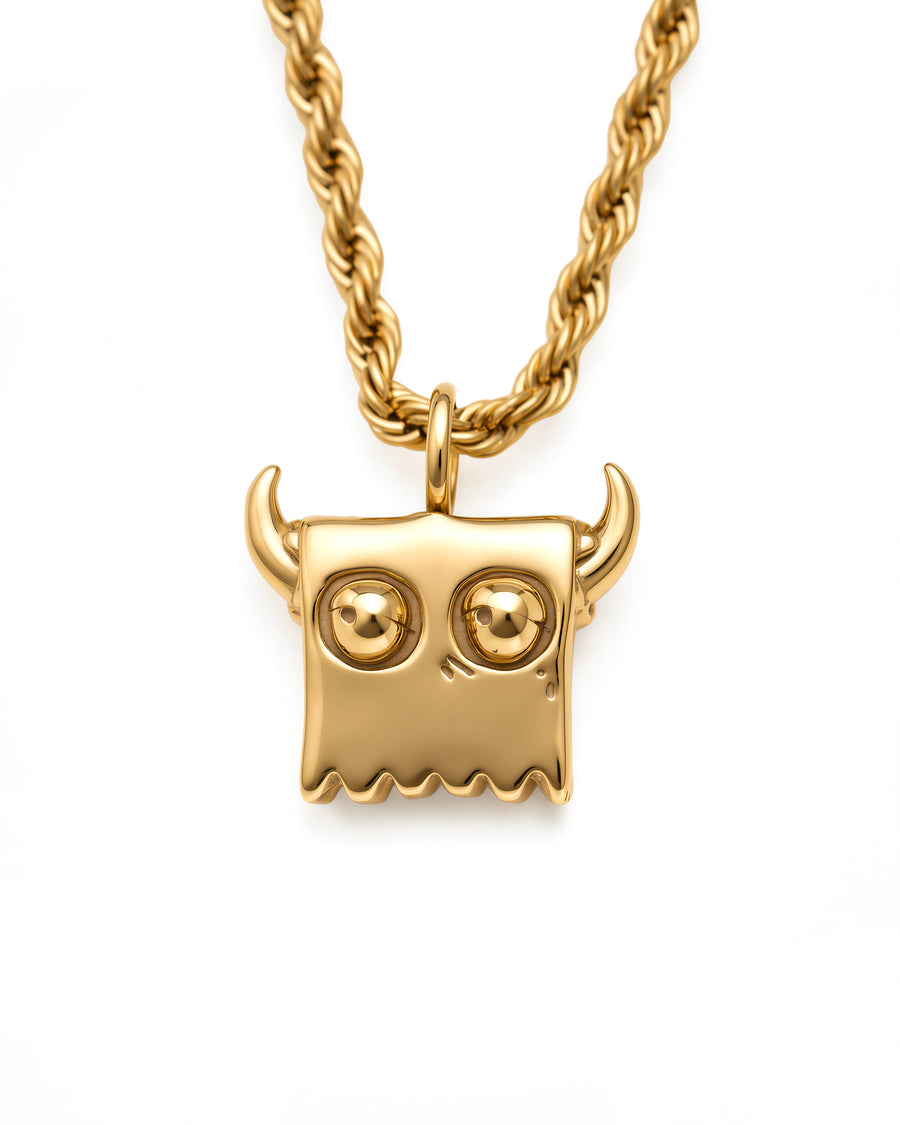 3D Bag Boy Necklace in 18k Gold
