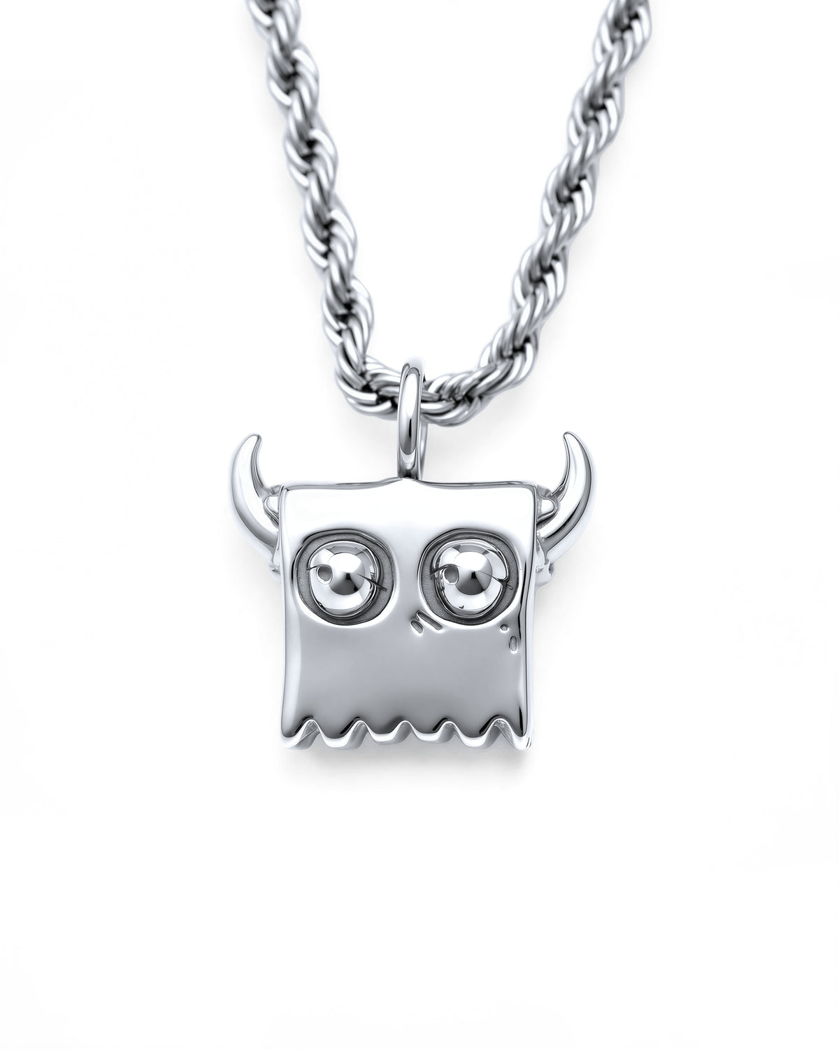 3D Bag Boy Necklace in Polished Steel