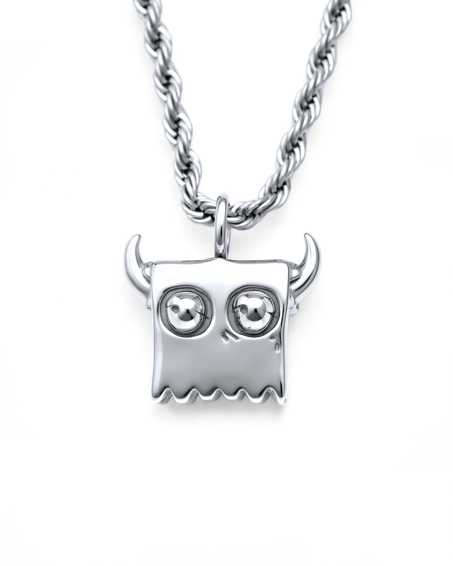 3D Bag Boy Necklace in Polished Steel