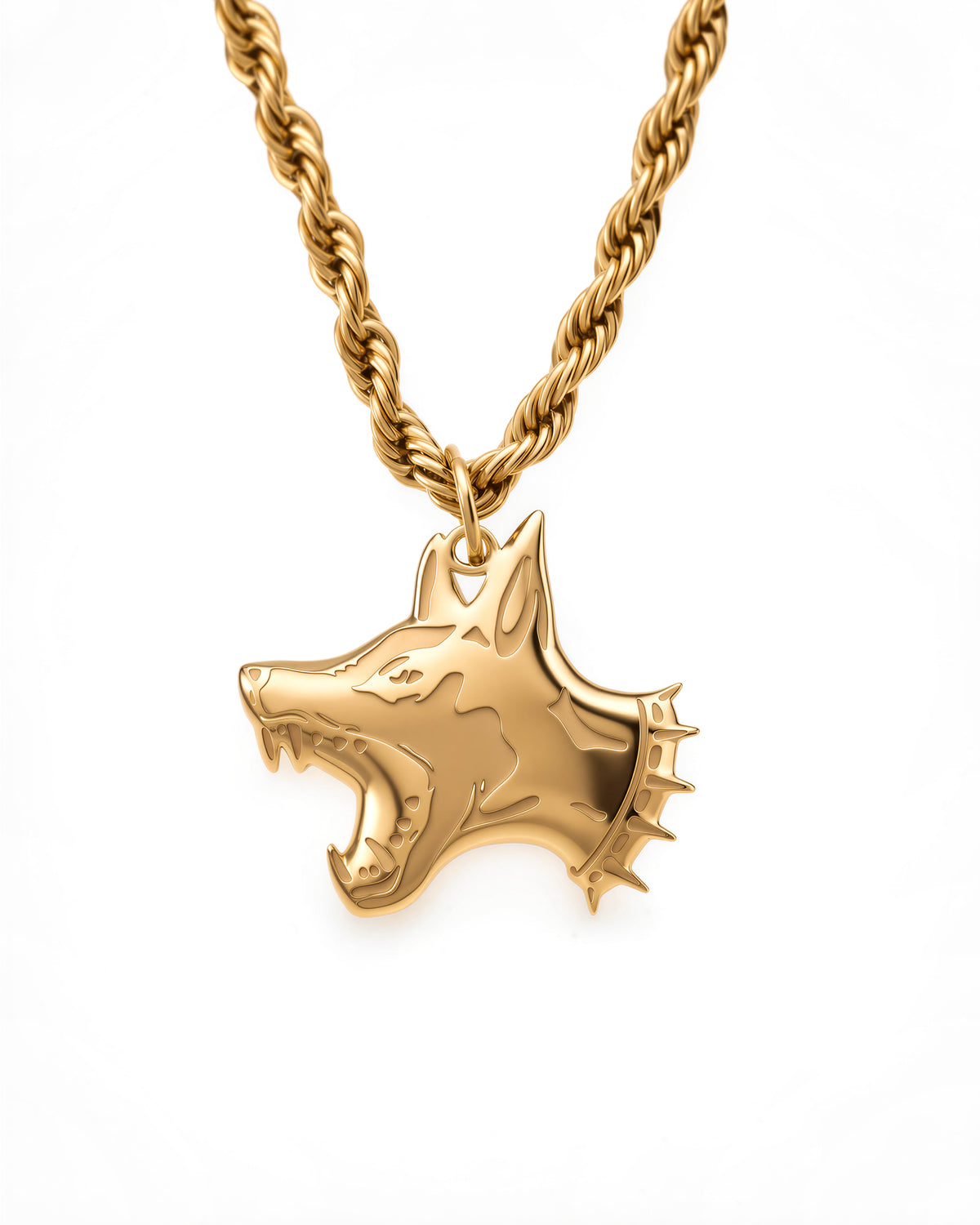 Beware of Dog Necklace in 18k Gold