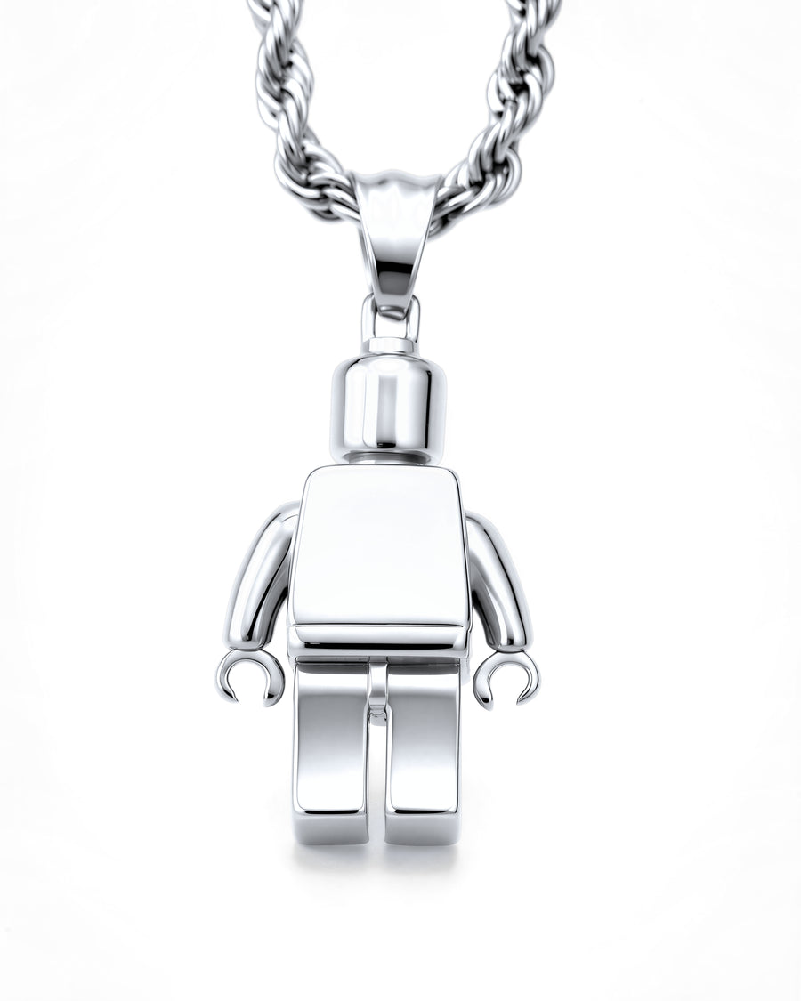 Brick Boy Necklace in Polished Steel