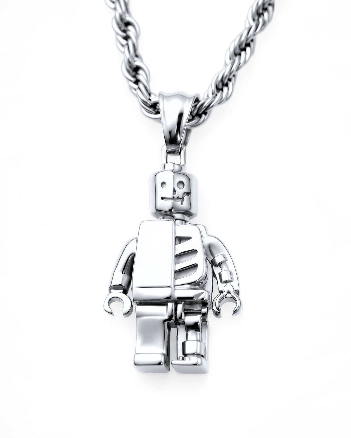 Brick Boy Necklace in Polished Steel