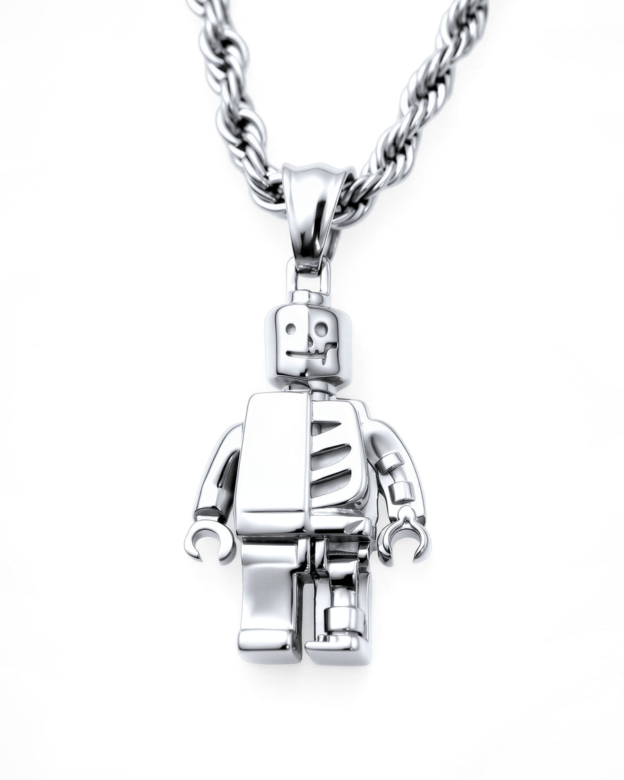 Brick Boy Necklace in Polished Steel