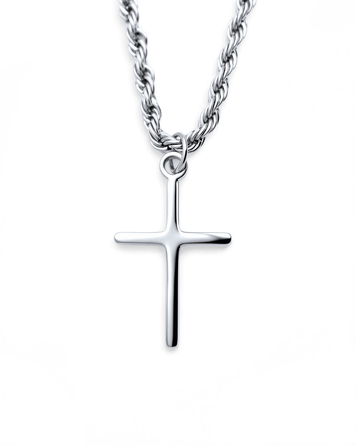Cross V1 Necklace in Polished Steel