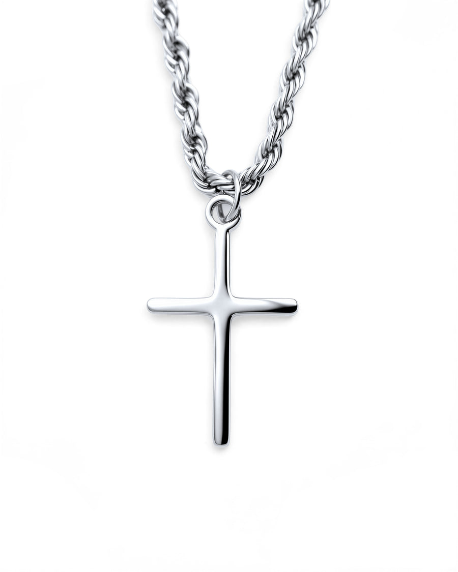 Cross V1 Necklace in Polished Steel