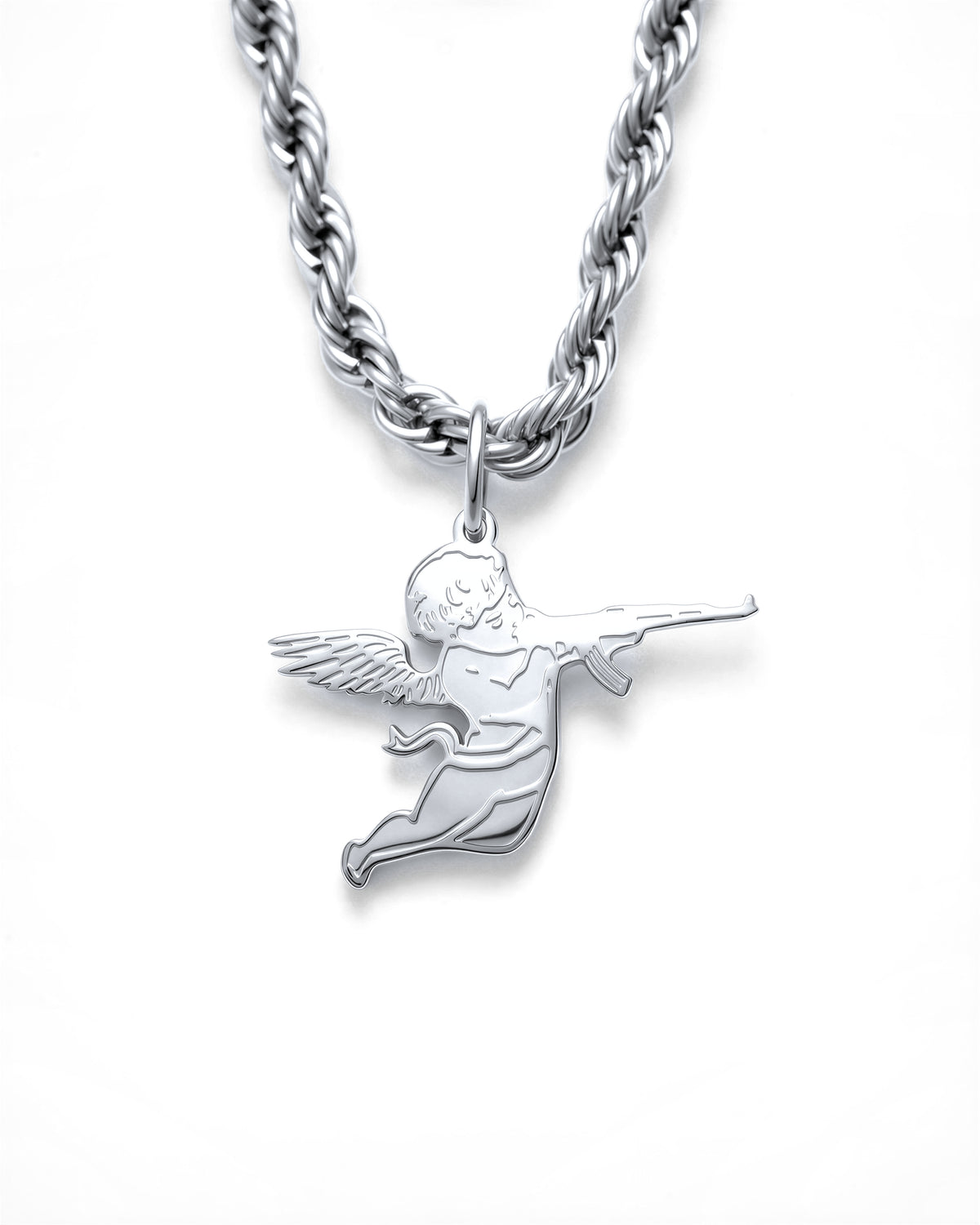 Cupid's Revenge Necklace in Polished Steel