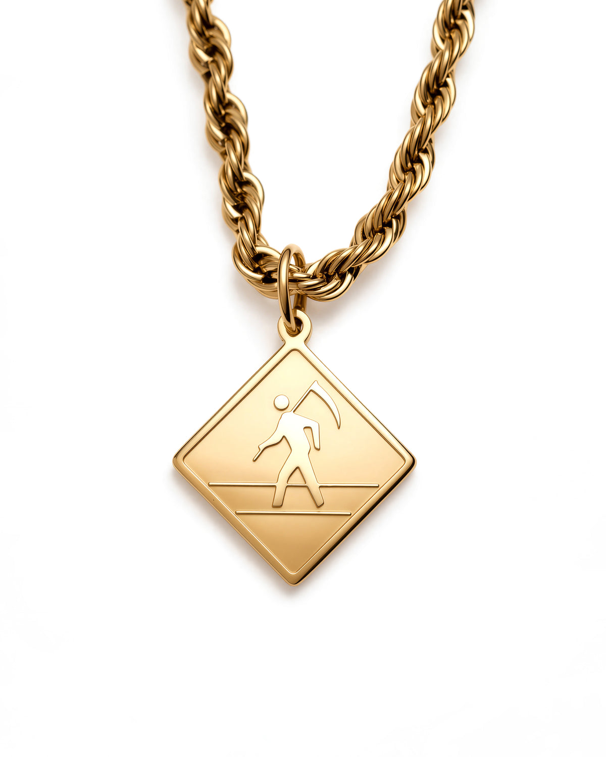 Death Crossing Necklace in 18k Gold