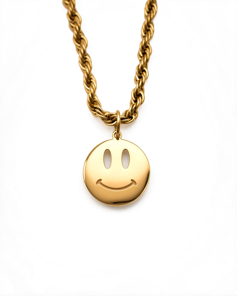 Double-Sided Smiley Pendant in 18k Gold