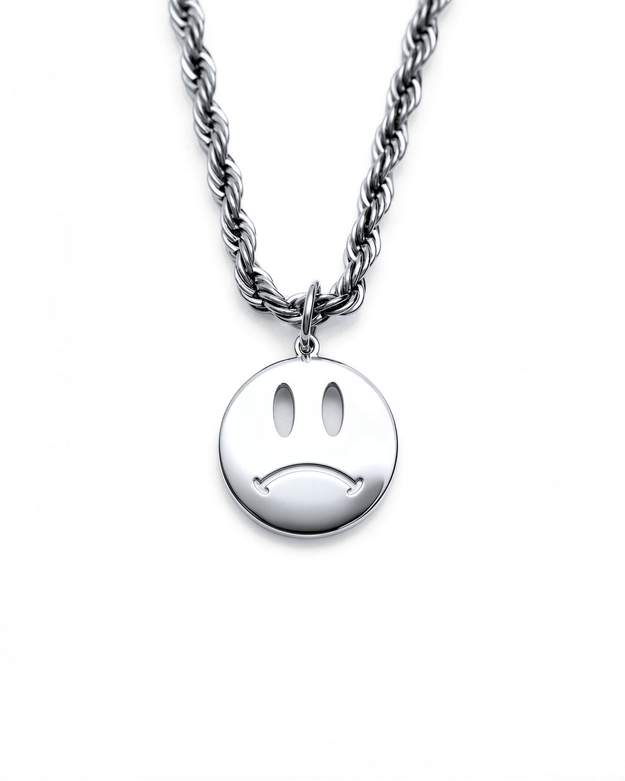 Double-Sided Smiley Necklace in Polished Steel
