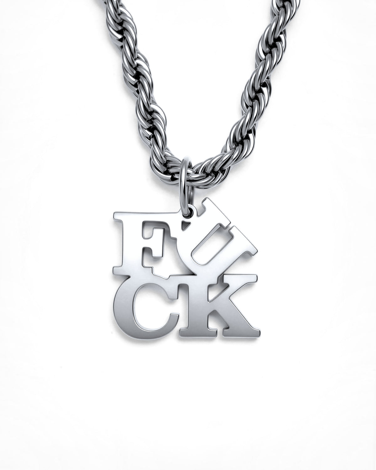 F*ck Love Necklace in Polished Steel