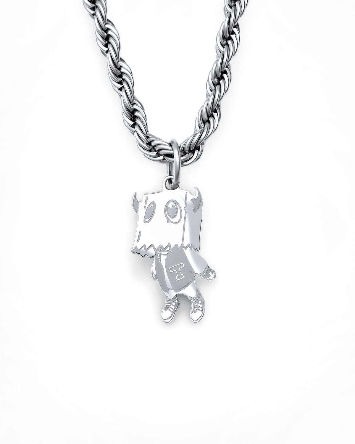 Graduation Bag Boy Necklace in Polished Steel