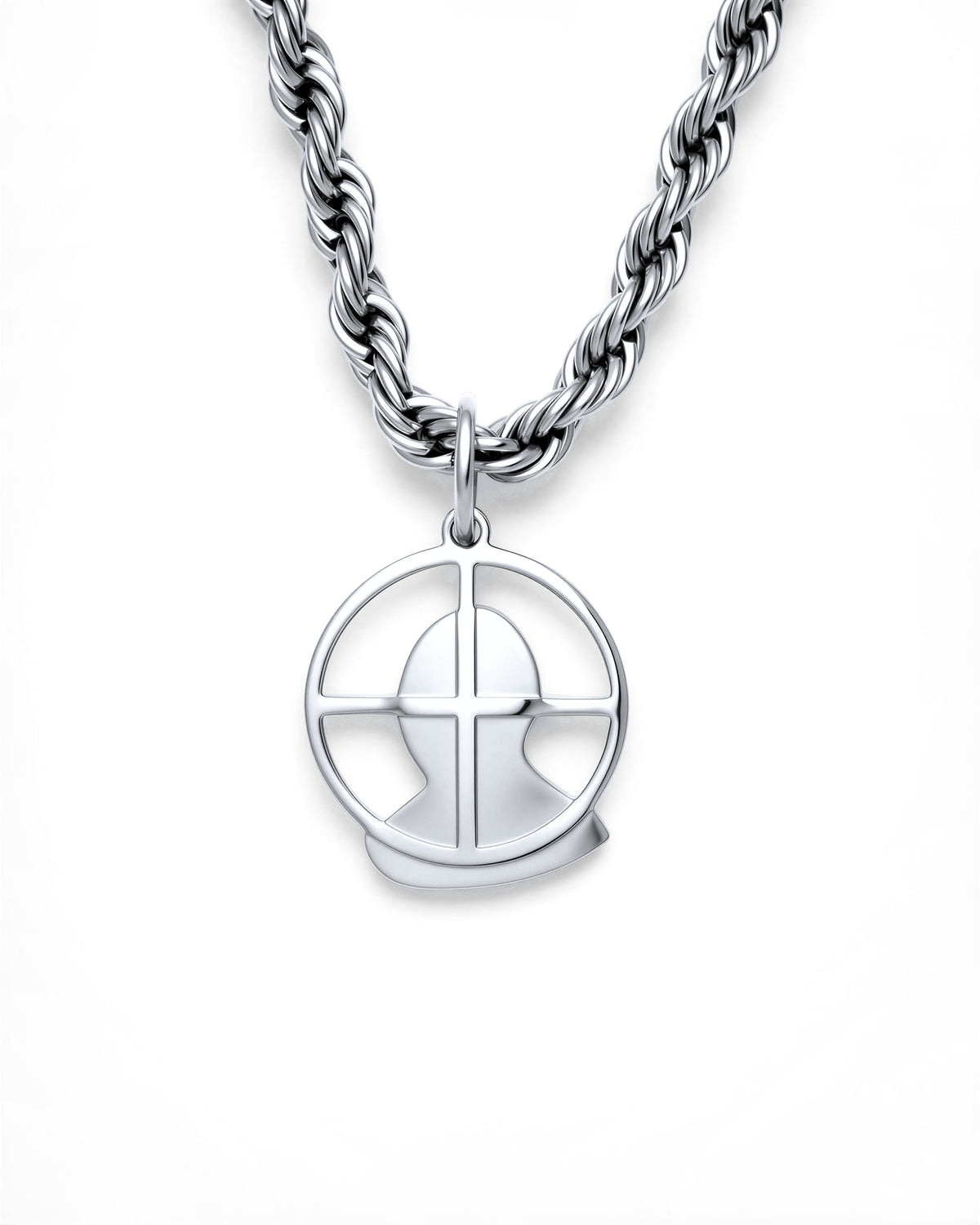 Headshot Necklace in Polished Steel
