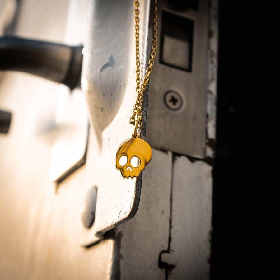 Micro Skull Necklace lifestyle photo