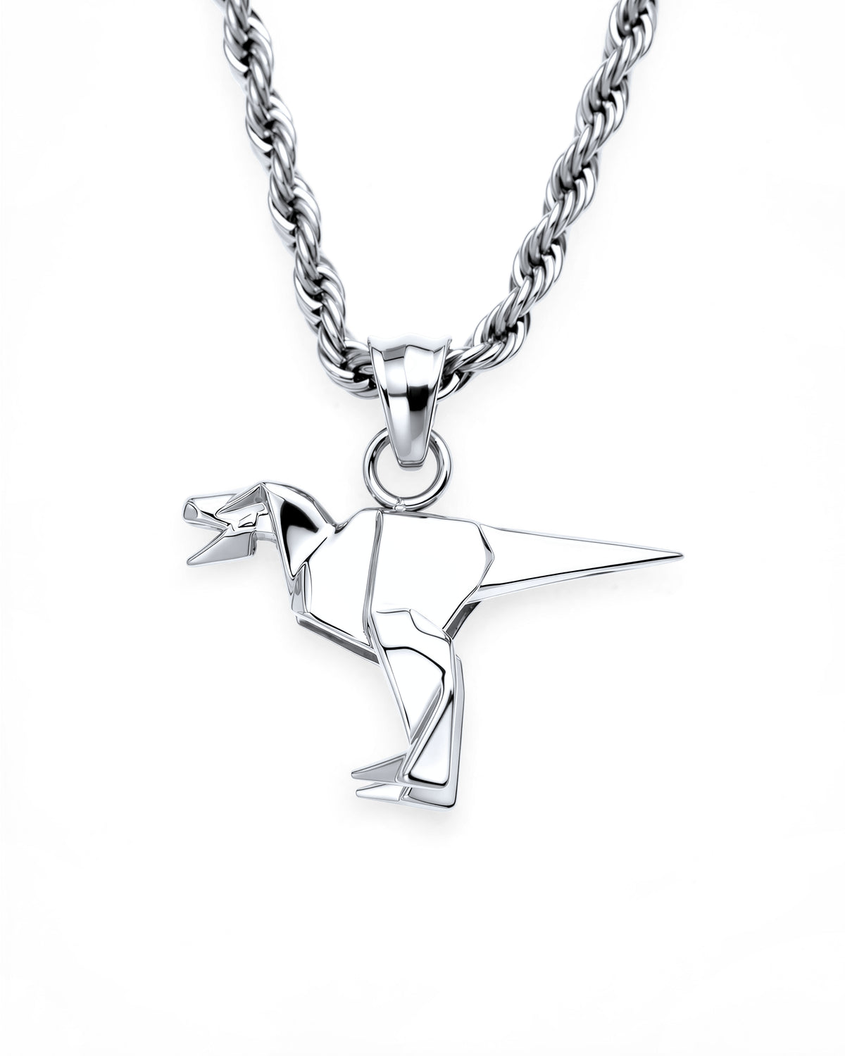 Origami Rex Necklace in Polished Steel