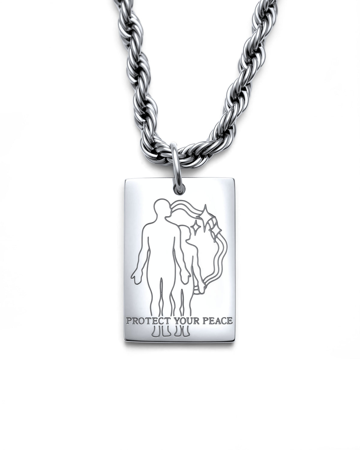 Protect Your Peace Necklace in Polished Steel
