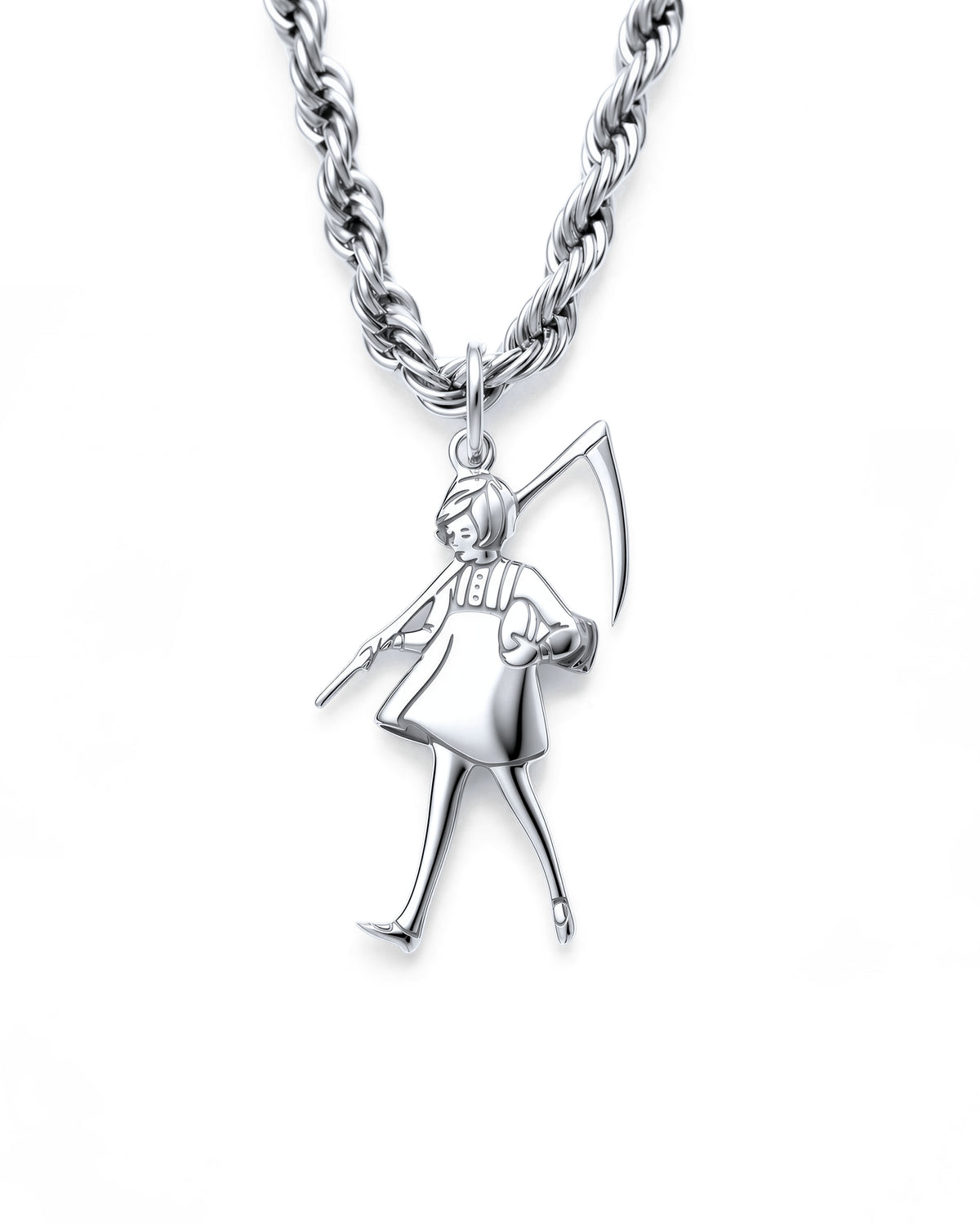 Reaper Girl Necklace in Polished Steel