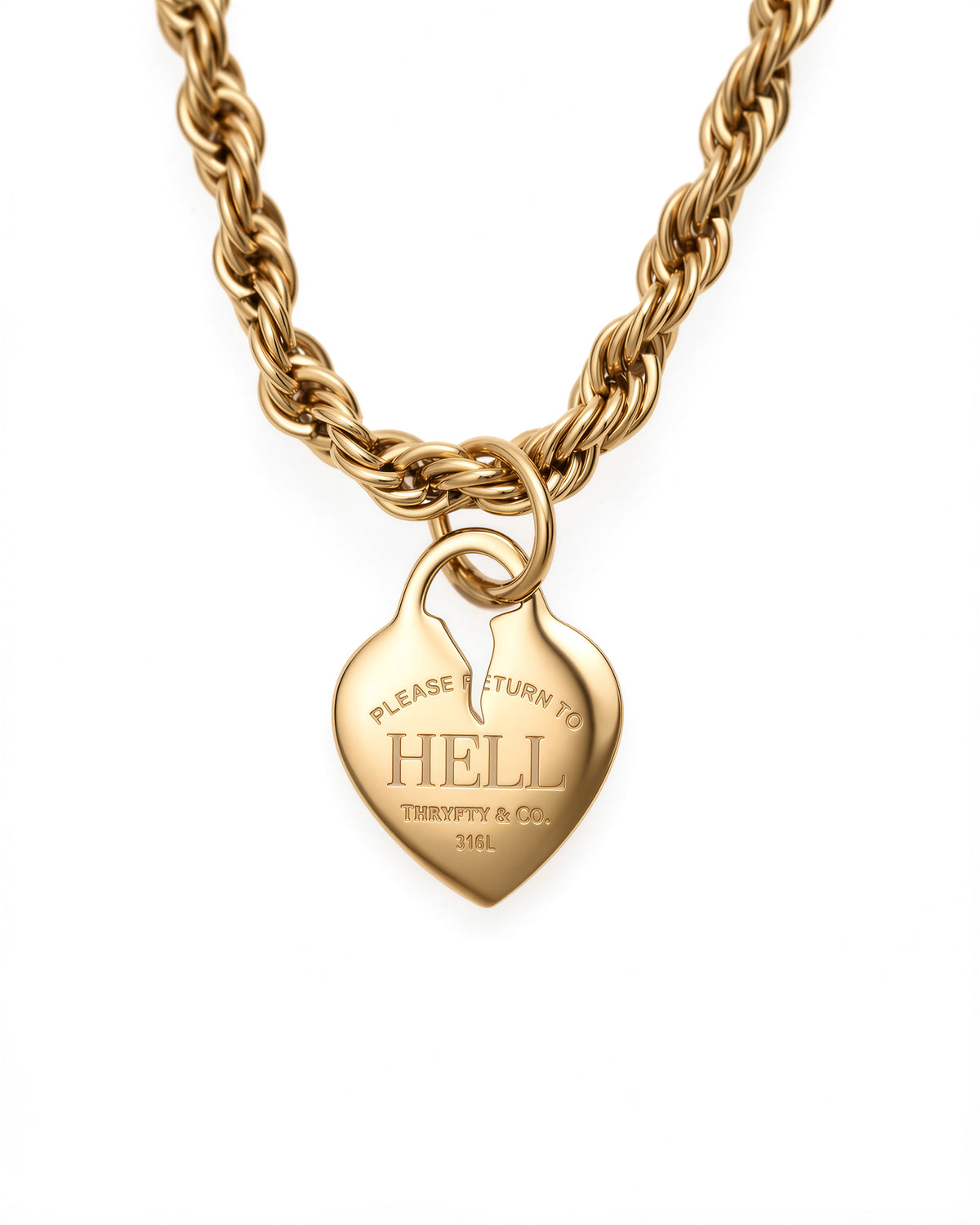 Return to Hell Heart Necklace in 18k Gold