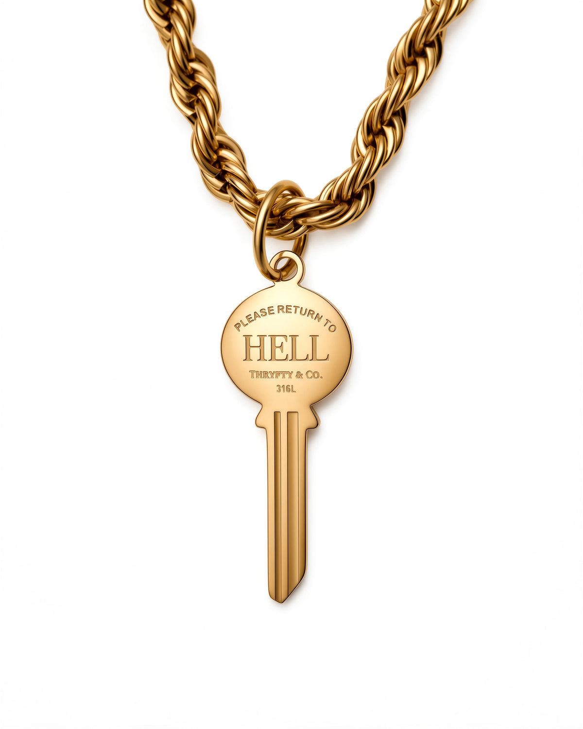 Return to Hell Key Necklace in 18k Gold