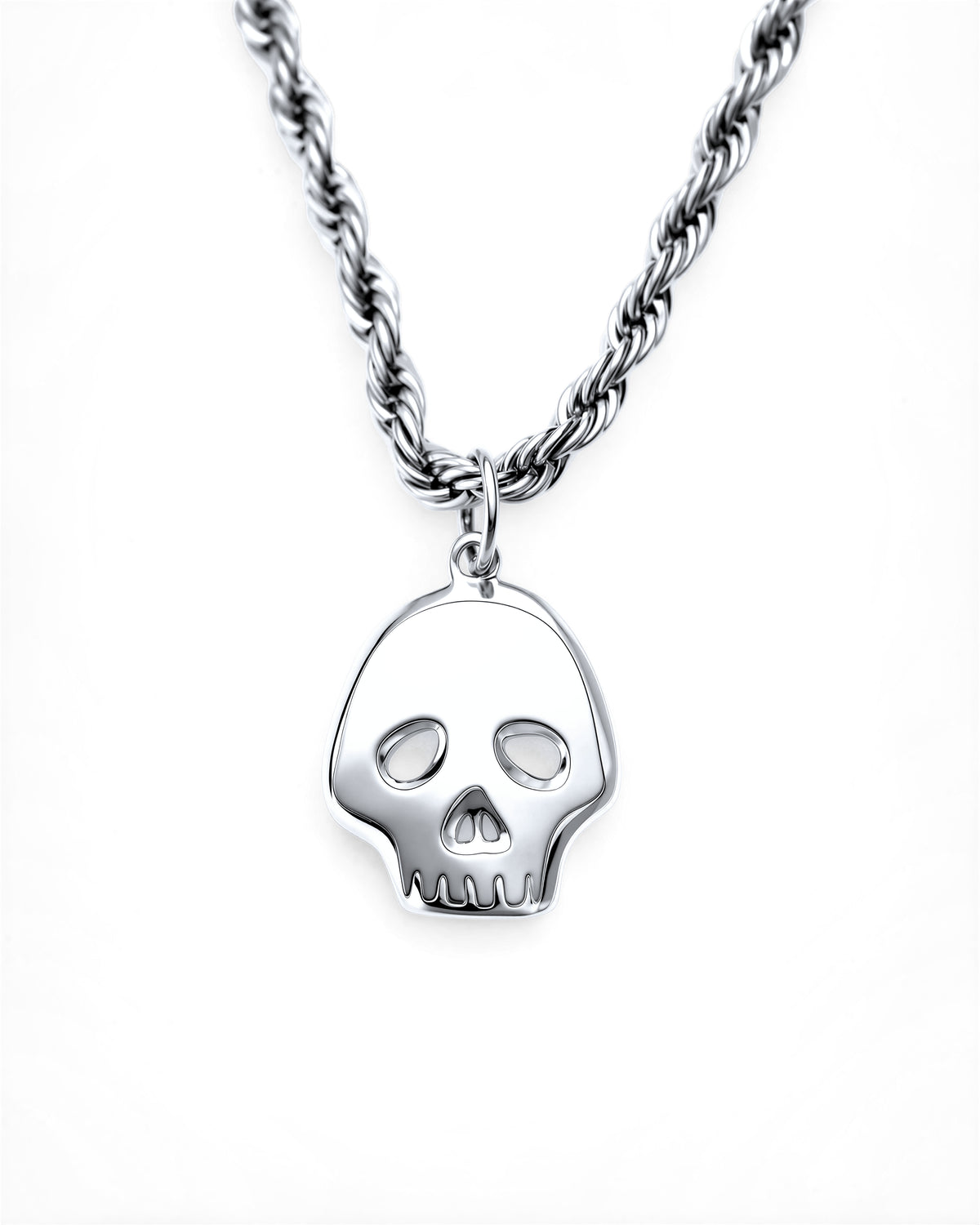 Skully Necklace in Polished Steel