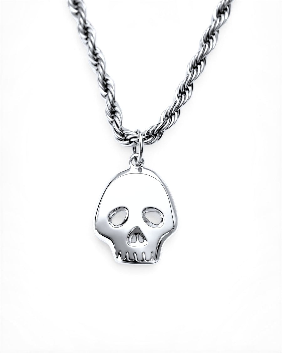 Skully Necklace in Polished Steel