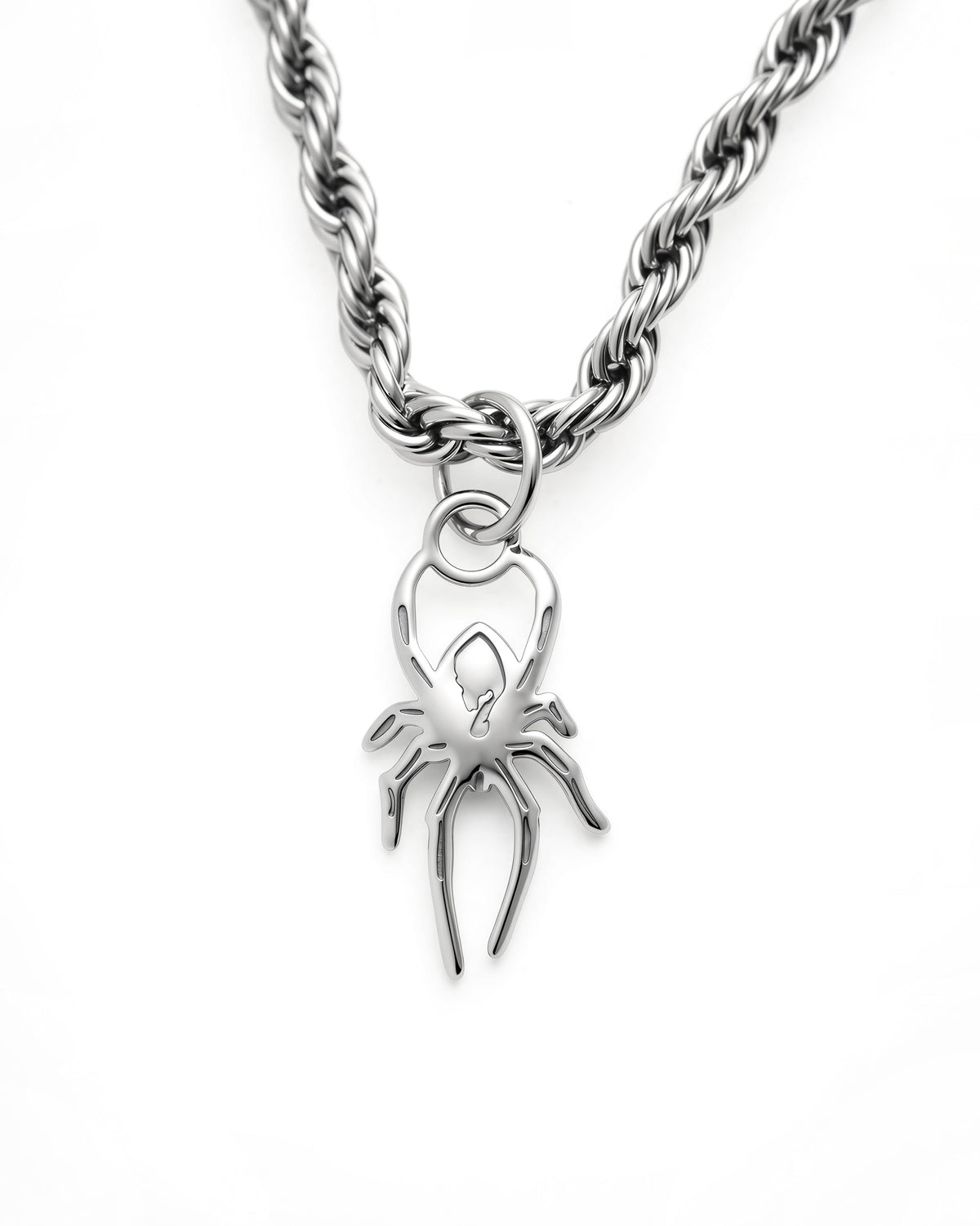 Spider Necklace in Polished Steel