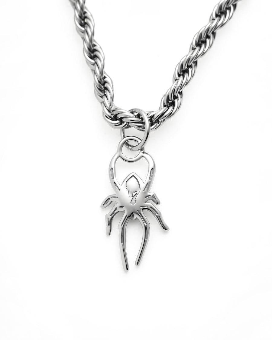 Spider Necklace in Polished Steel