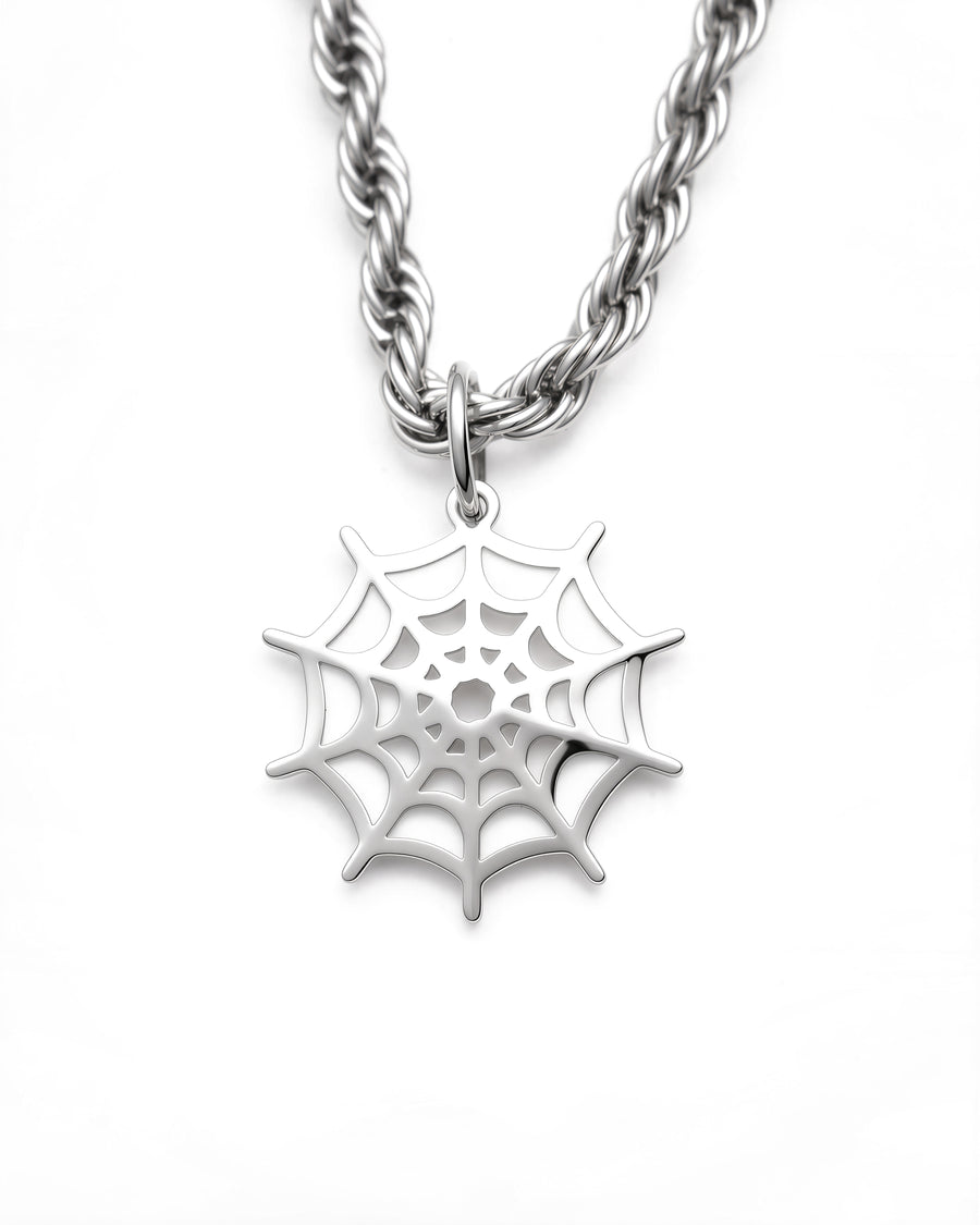 Spider Web Necklace in Polished Steel