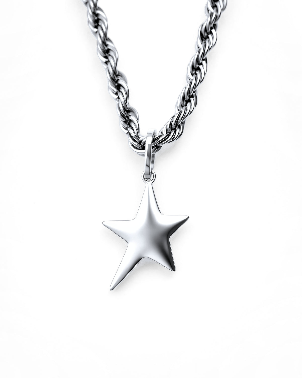 Star Necklace in Polished Steel