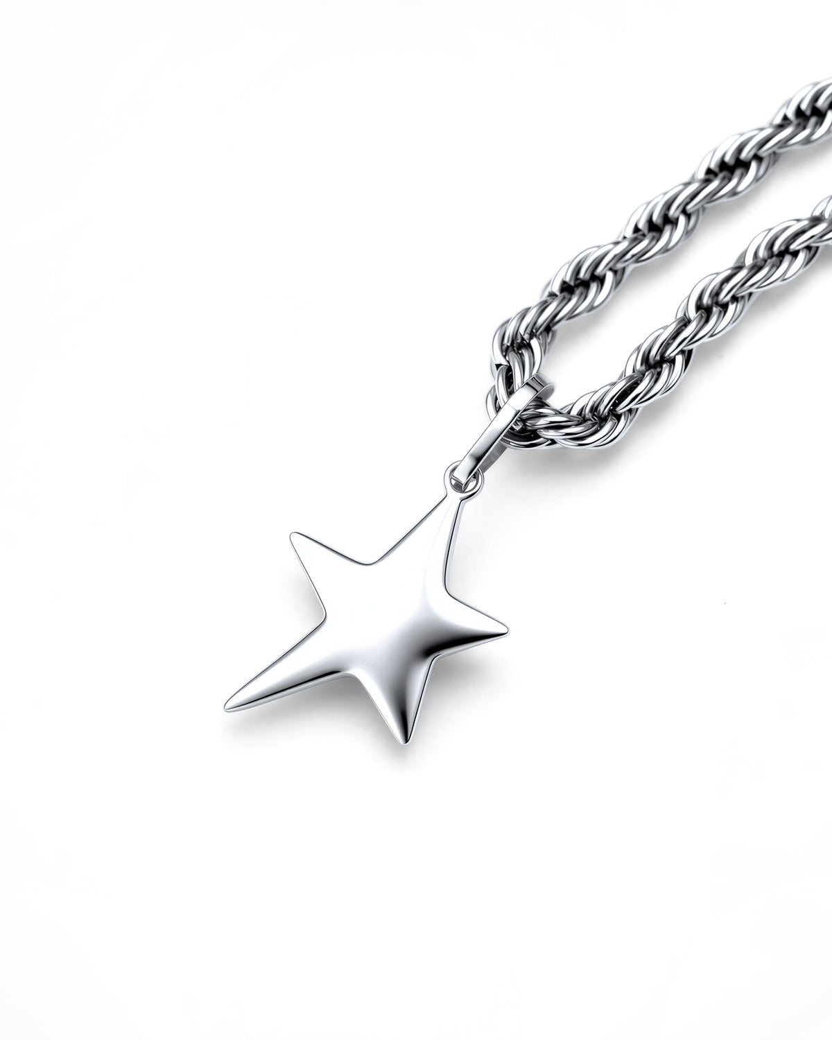 Star Necklace in Polished Steel