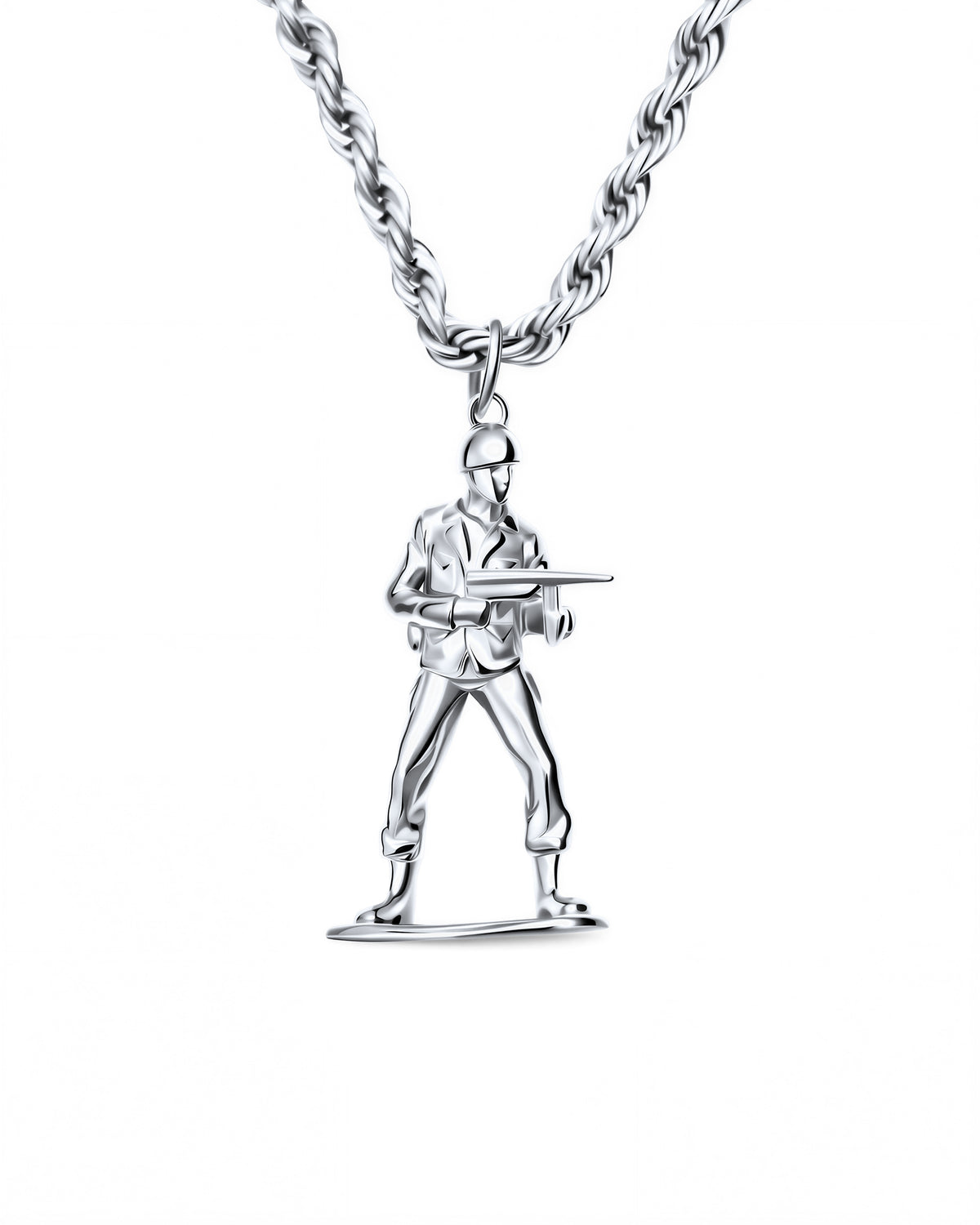 Toy Soldier Necklace in Polished Steel