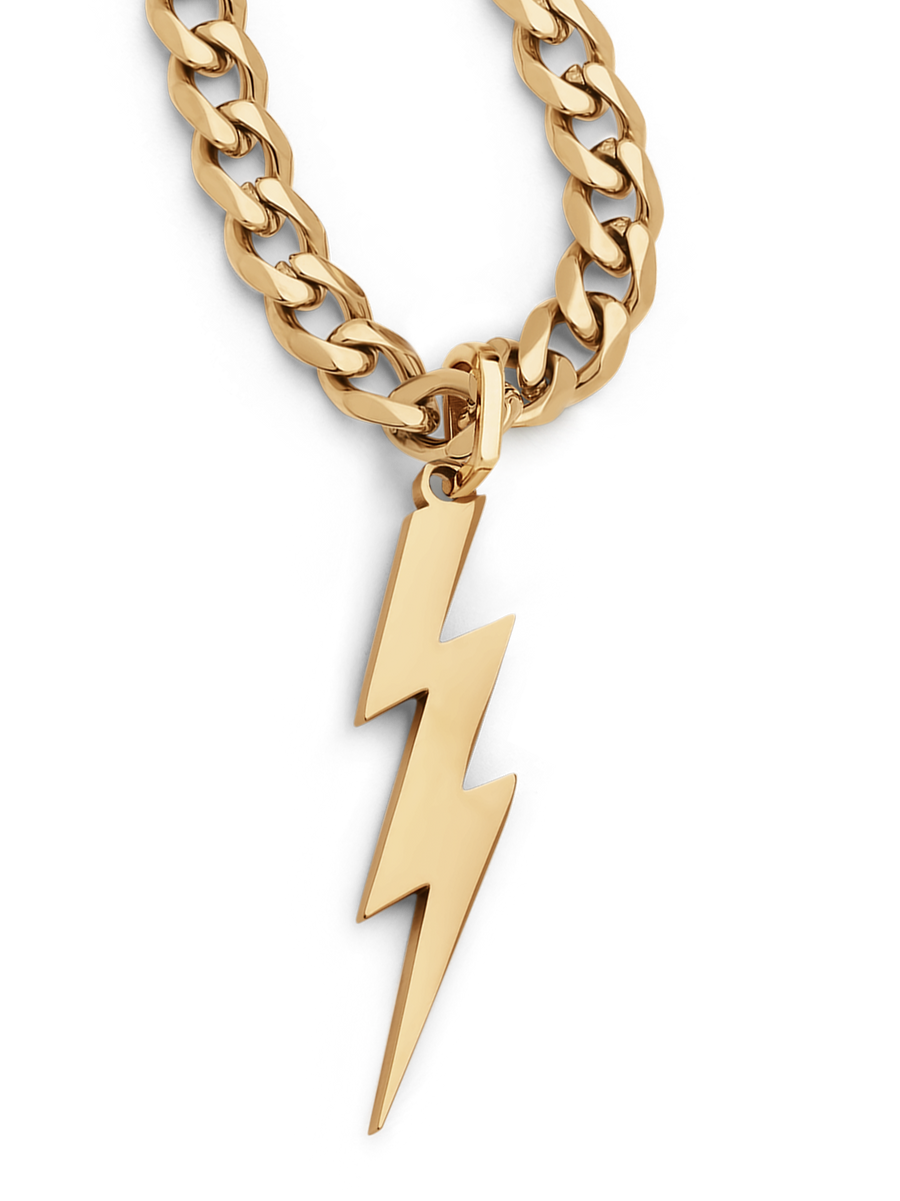 Lightning Bolt Necklace Gold Thryfty