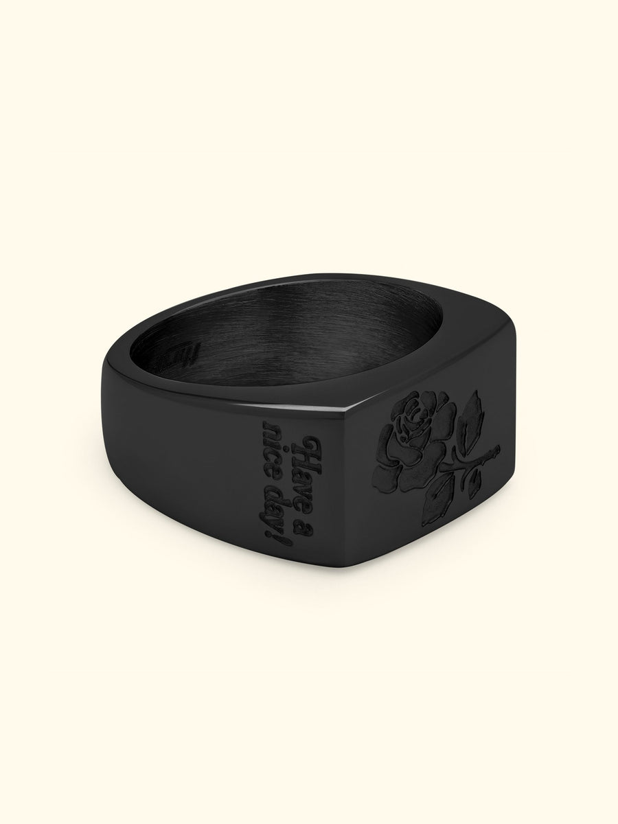 Rose Ring in Black Steel