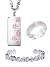 Blossom Set with the hand-painted blossom Sakura Ring