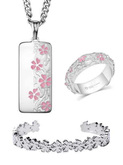 Blossom Set with the hand-painted blossom Sakura Ring