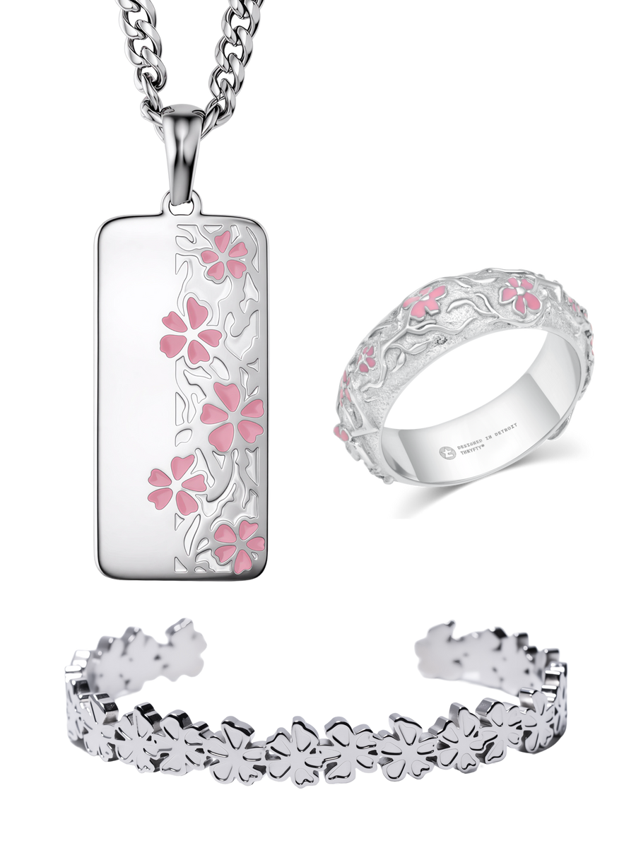 Blossom Set with the hand-painted blossom Sakura Ring