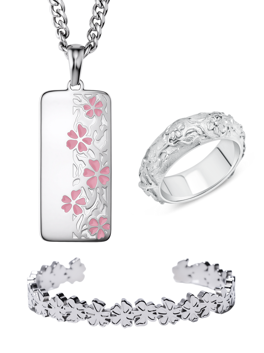 Blossom Set with the polished steel Sakura Ring