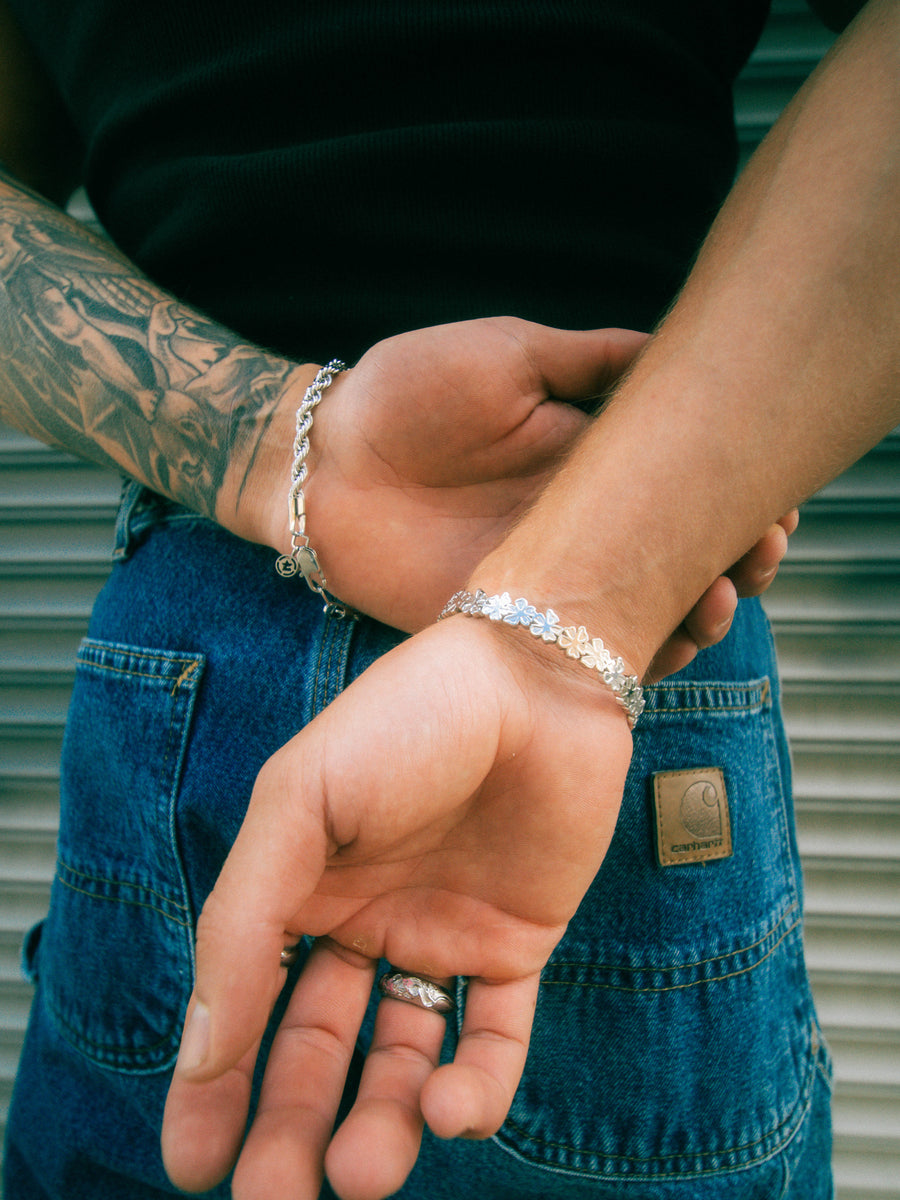 Petal Cuff worn on the wrist